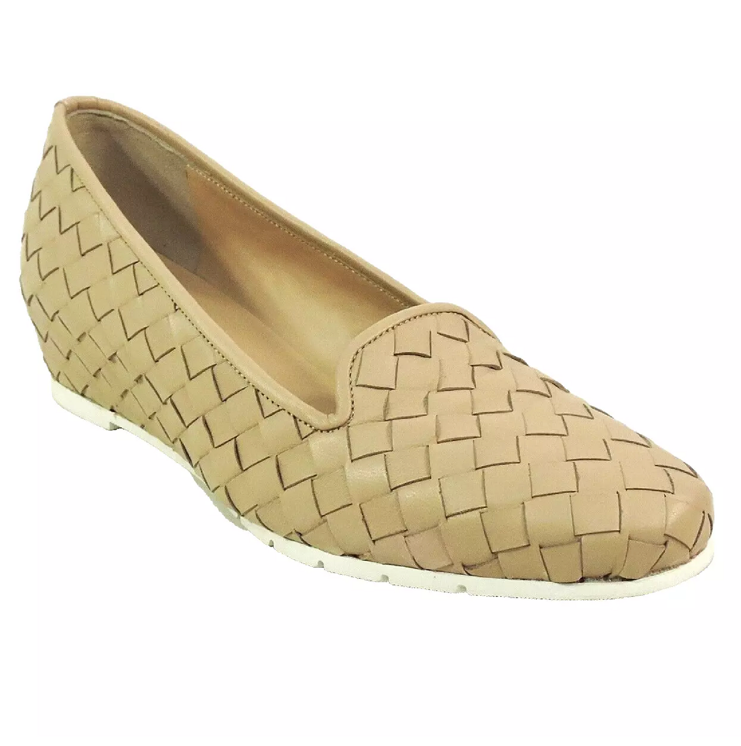 BALDININI 🇮🇹 WOMEN'S SOFT BEIGE LEATHER COMFORT WEDGED LOAFERS