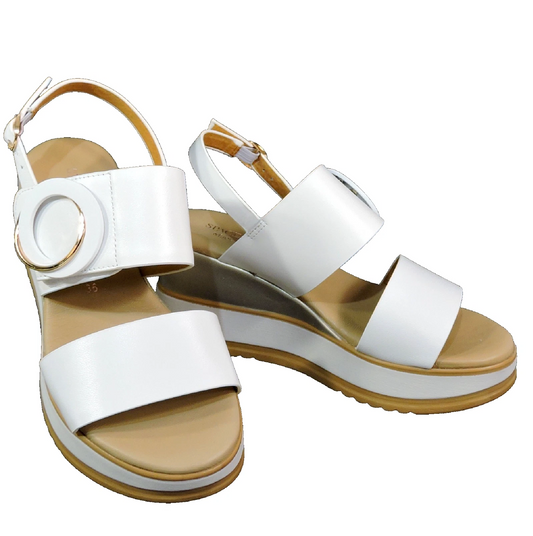 SPACE MODA BY REPO 🇮🇹 WOMEN'S WHITE SOFT LEATHER COMFORT SUMMER SANDALS