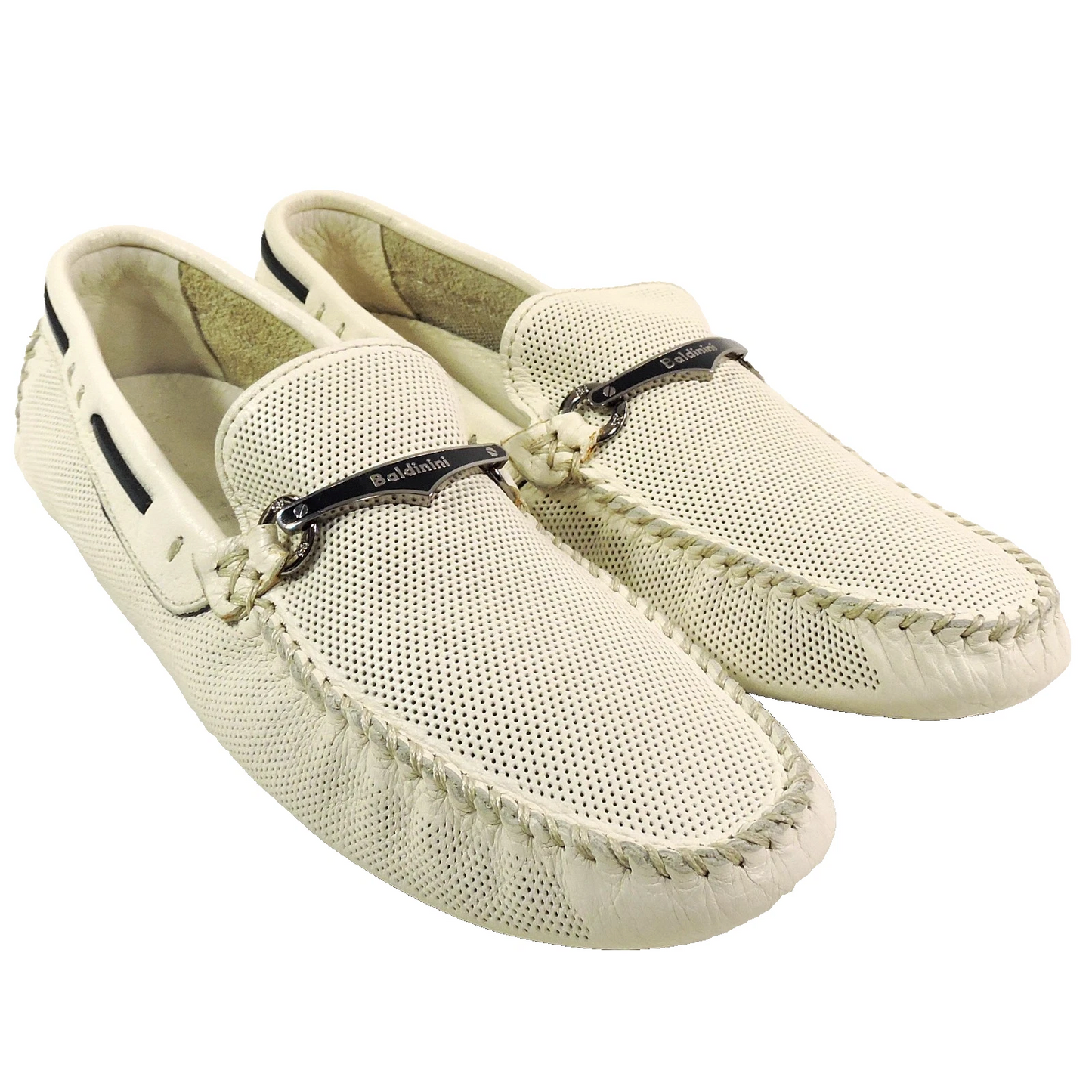 BALDININI 🇮🇹 MEN'S OFF-WHITE SOFT LEATHER COMFORT SUMMER LOAFERS