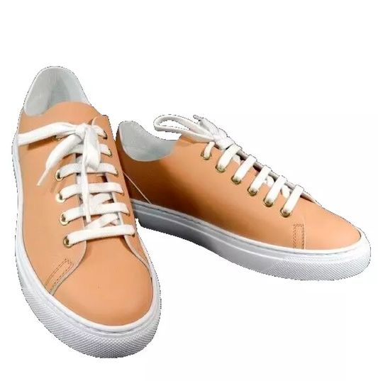 BALDININI 🇮🇹 WOMEN'S COMFORT FLATS PEACH SOFT LEATHER SNEAKERS