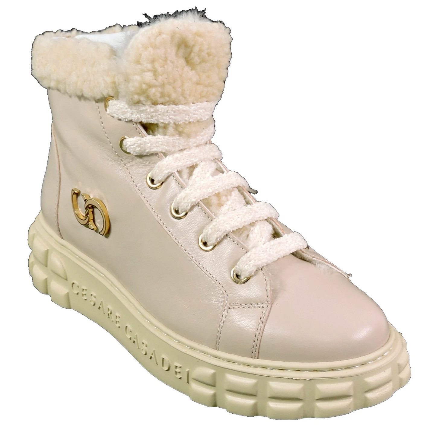 CASADEI 🇮🇹 WOMEN'S LEATHER COMFORT LAMB FUR WINTER FASHION FLAT BOOTIE 37 EU