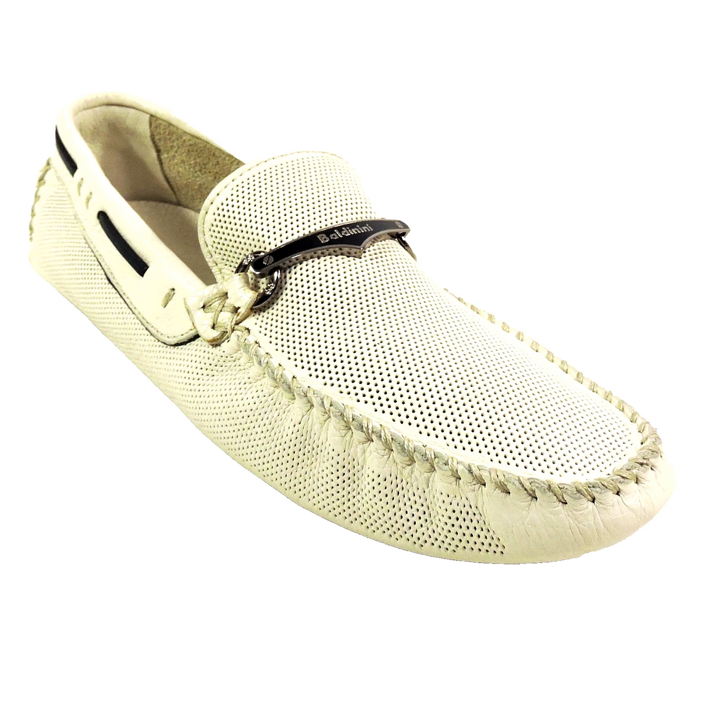 BALDININI 🇮🇹 MEN'S OFF-WHITE SOFT LEATHER COMFORT SUMMER LOAFERS