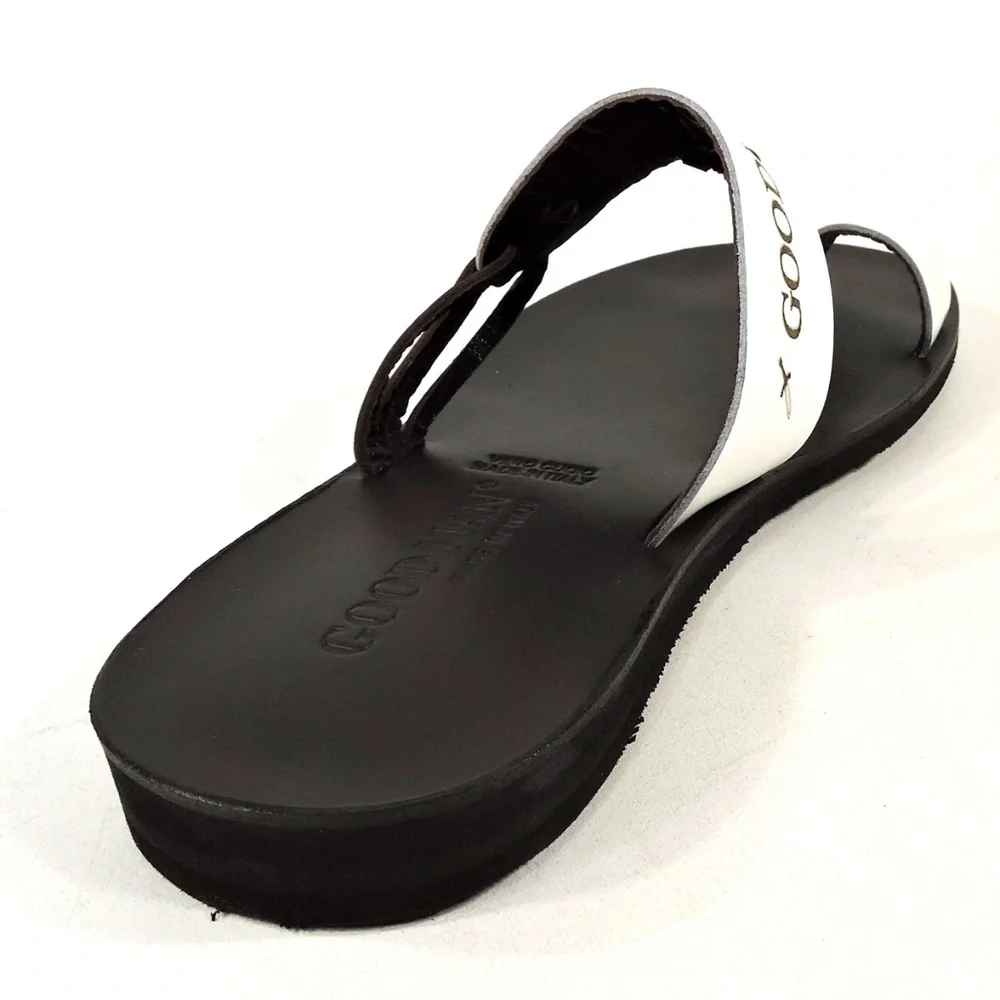 GOODMAN 🇮🇹 MENS BROWN & WHITE SOFT LEATHER COMFORT SUMMER FLATS SANDALS