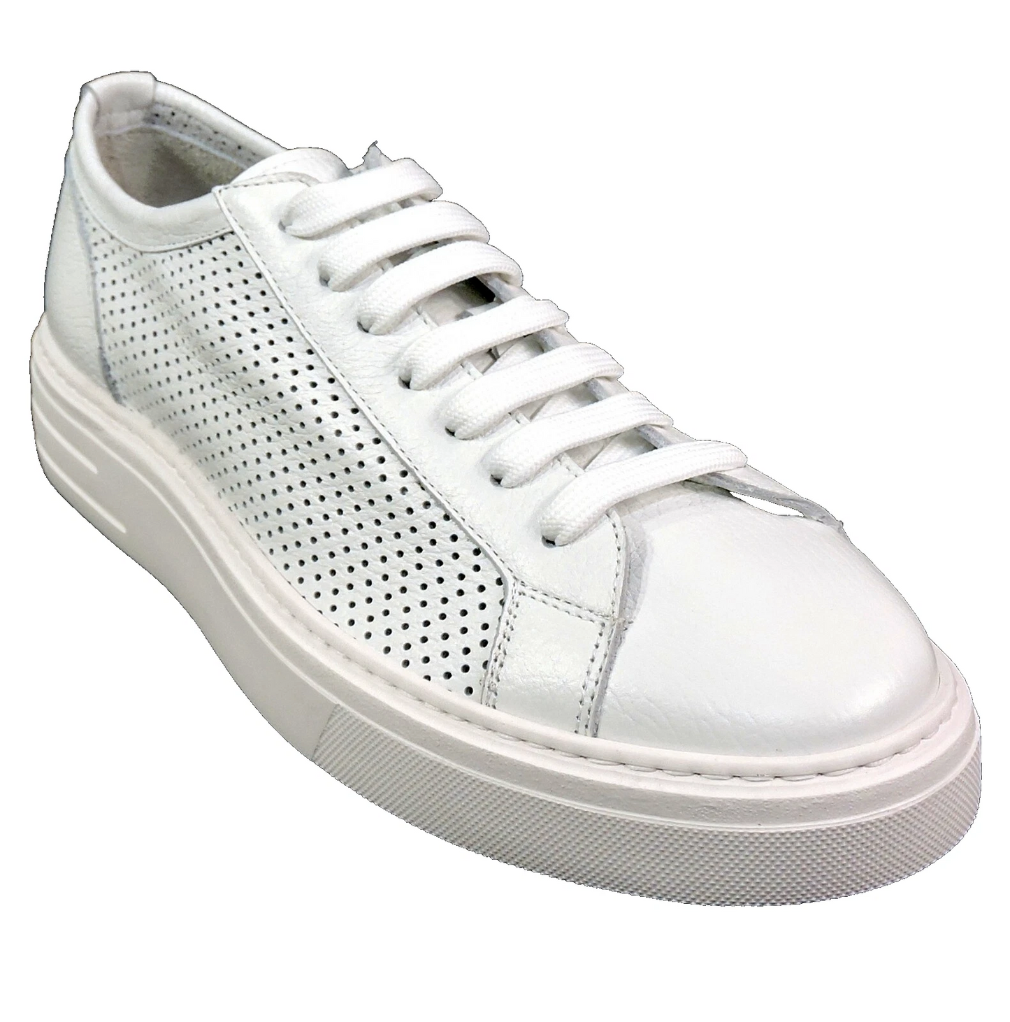 ALBERTO CICCIOLI 🇮🇹 MEN'S WHITE SOFT LEATHER COMFORT SUMMER SNEAKERS 42 EU