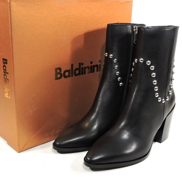 BALDININI Women's Black Soft Leather Fashion Ankle Boots