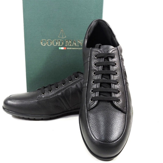 GOODMAN 🇮🇹 MEN'S BLACK SOFT LEATHER COMFORT FASHION SNEAKERS