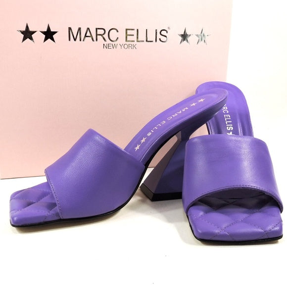 MARC ELLIS 🇮🇹 WOMEN'S PURPLE LEATHER COMFORT FASHION SUMMER MULES