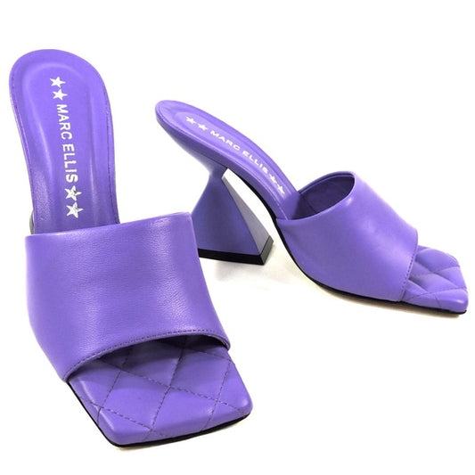 MARC ELLIS 🇮🇹 WOMEN'S PURPLE LEATHER COMFORT FASHION SUMMER MULES