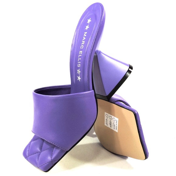 MARC ELLIS 🇮🇹 WOMEN'S PURPLE LEATHER COMFORT FASHION SUMMER MULES
