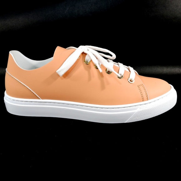 BALDININI 🇮🇹 WOMEN'S COMFORT FLATS PEACH SOFT LEATHER SNEAKERS