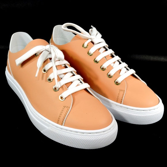 BALDININI 🇮🇹 WOMEN'S COMFORT FLATS PEACH SOFT LEATHER SNEAKERS