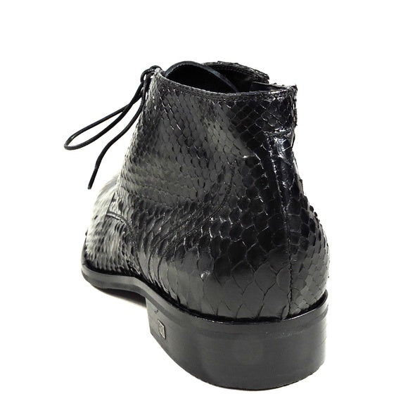 BALDININI 🇮🇹 MEN'S BLACK REAL PYTHON LEATHER COMFORT WINTER BOOTIE