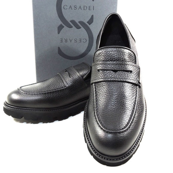 CASADEI 🇮🇹 MEN'S BLACK SOFT LEATHER COMFORT PENNY LOAFERS