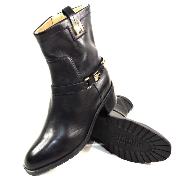 BALDININI 🇮🇹 WOMEN'S BLACK SOFT LEATHER COMFORT WINTER BOOTIE