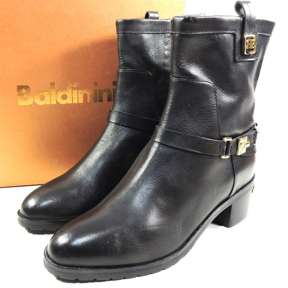 BALDININI 🇮🇹 WOMEN'S BLACK SOFT LEATHER COMFORT WINTER BOOTIE