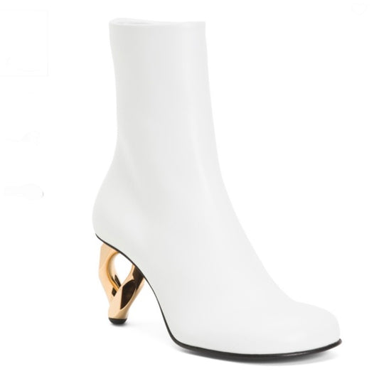JW ANDERSON WOMEN’S WHITE SOFT LEATHER COMFORT FASHION BOOTIE