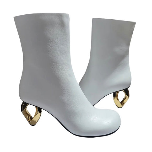 JW ANDERSON WOMEN’S WHITE SOFT LEATHER COMFORT FASHION BOOTIE
