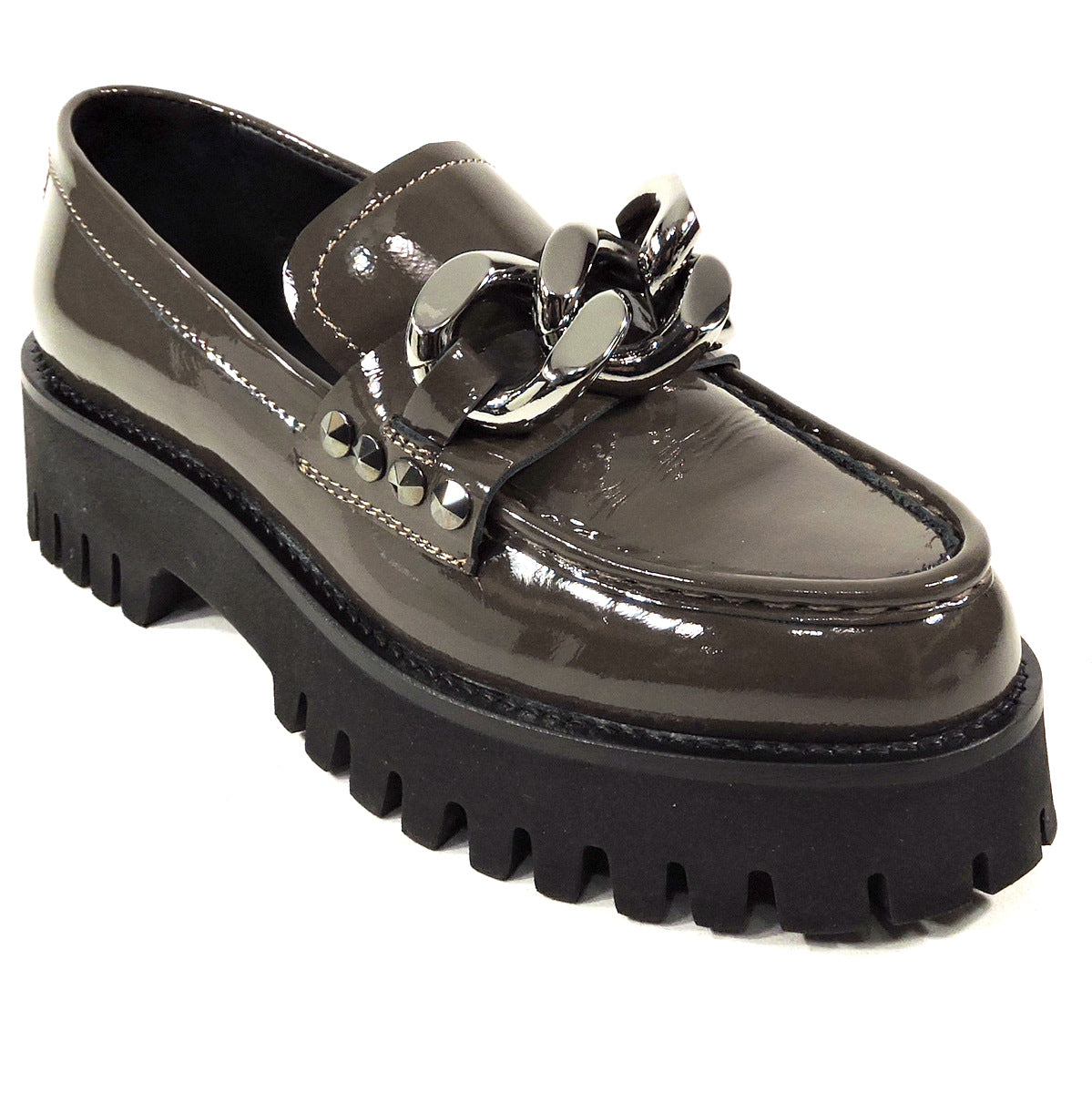 CASADEI 🇮🇹 WOMEN'S BROWN PATENT LEATHER COMFORT FASHION LOAFERS