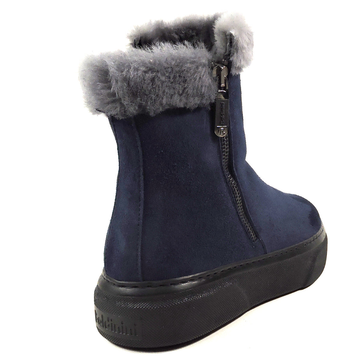 BALDININI WOMEN S BLUE SUEDE WINTER BOOTS WITH REAL FUR