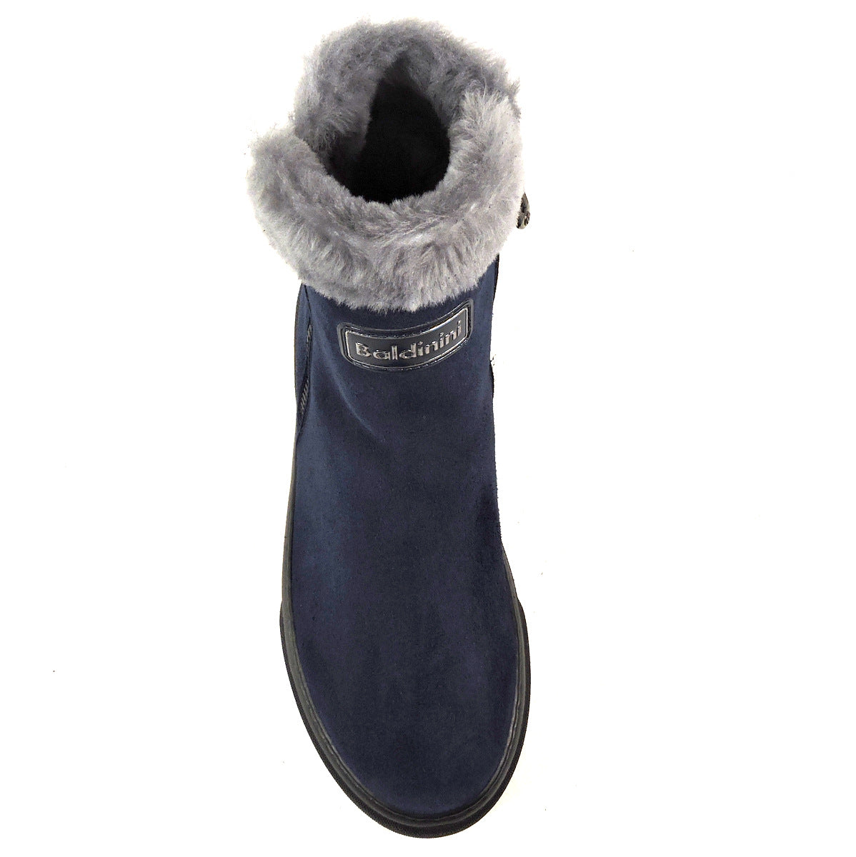 BALDININI WOMEN S BLUE SUEDE WINTER BOOTS WITH REAL FUR