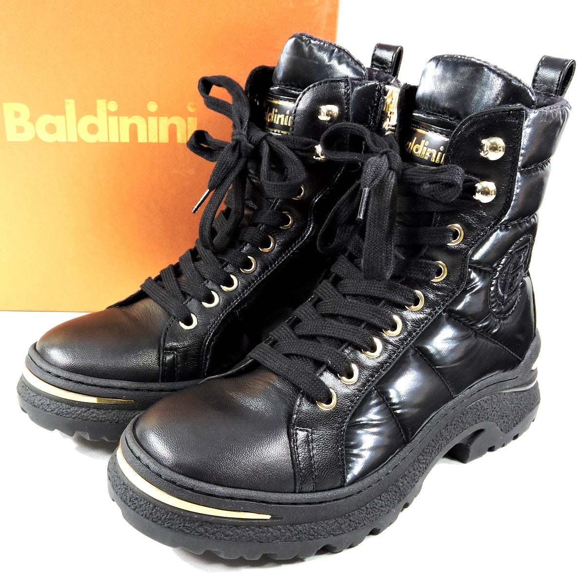 BALDININI 🇮🇹 WOMEN'S BLACK LEATHER & FABRIC WINTER FASHION