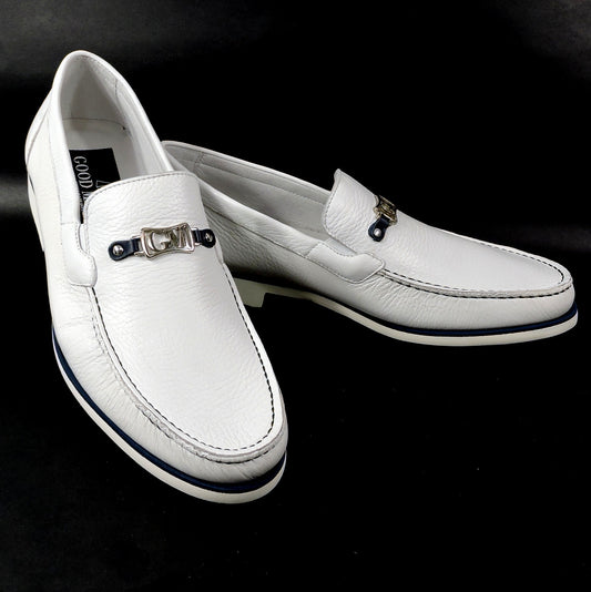 GOODMAN 🇮🇹 MEN'S SOFT WHITE LEATHER COMFORT LOAFERS