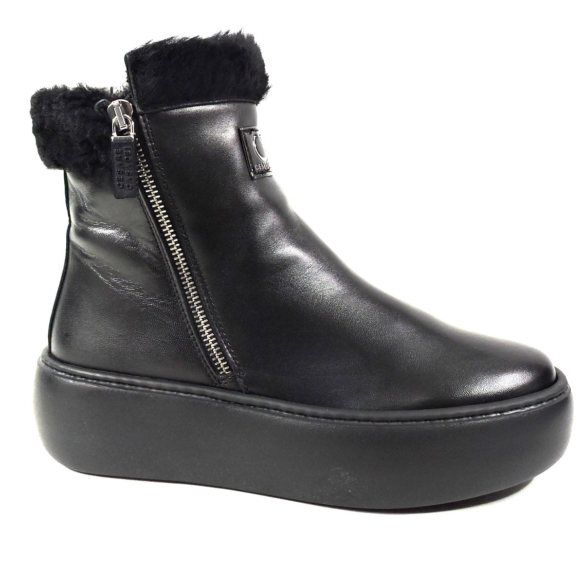 CASADEI 🇮🇹 WOMEN'S BLACK SOFT LEATHER WINTER ANKLE BOOTIE