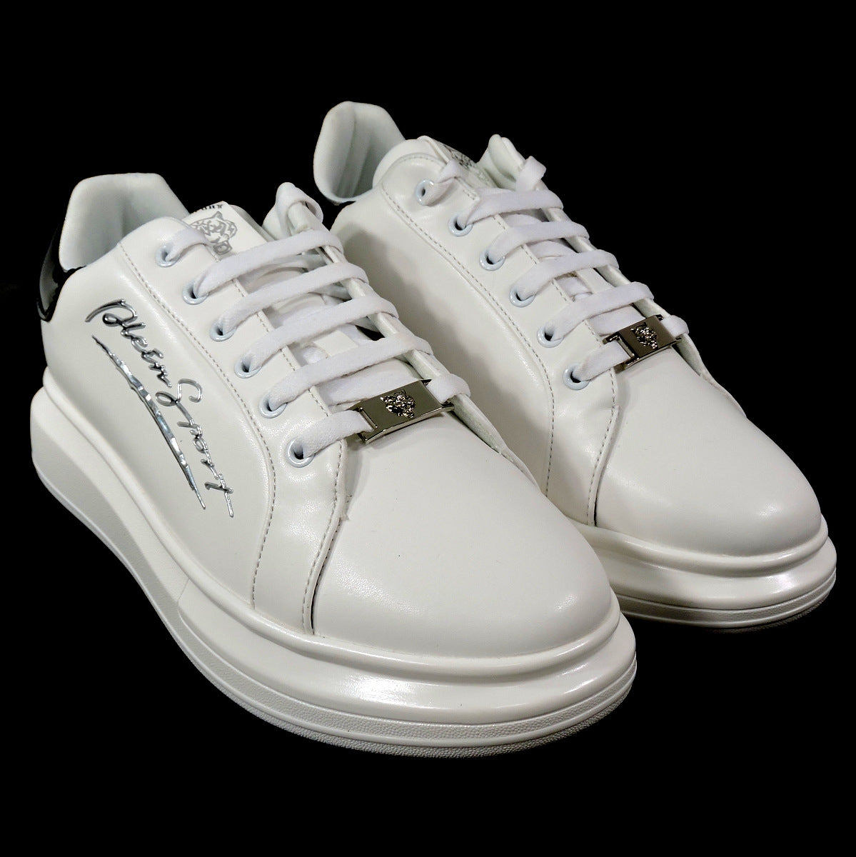 PLEIN SPORT MEN S WHITE LEATHER COMFORT SNEAKERS Euro Shoes