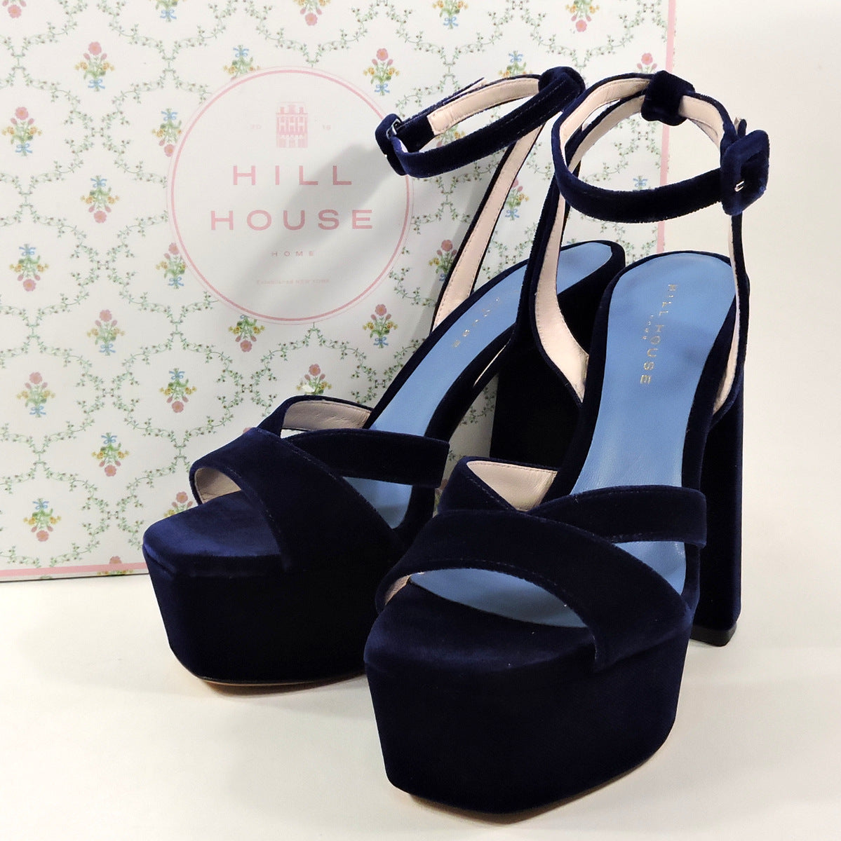 Navy Satin Block Heel Sandal with Wrapped Satin Tie | Sandals heels, Blue  wedding shoes low heel, Wedding shoes low heel