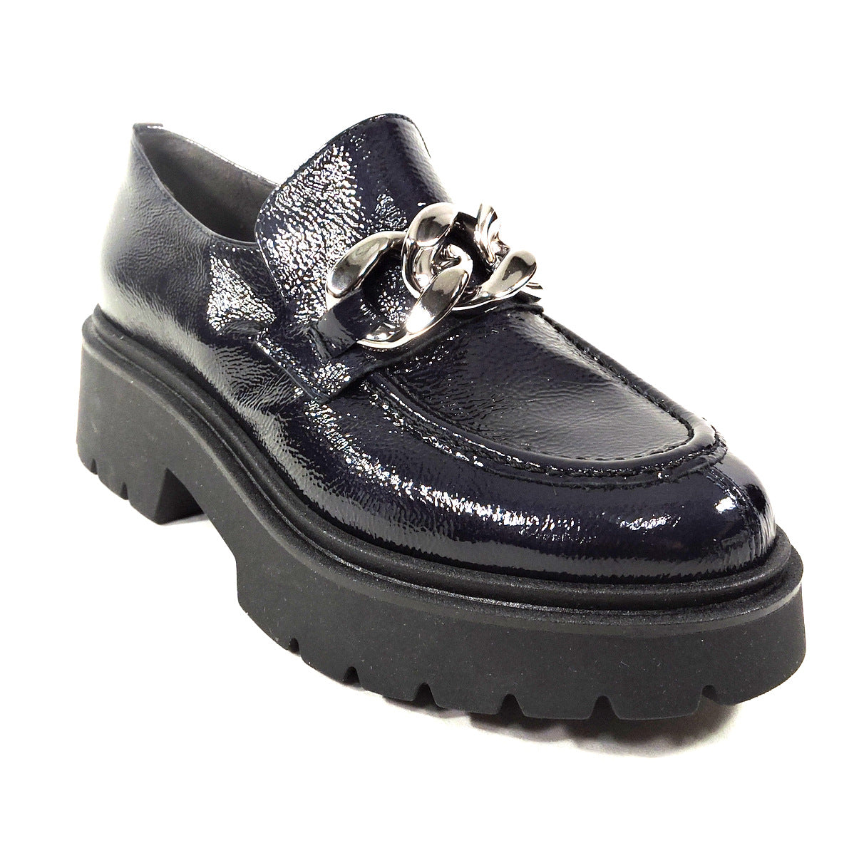 SOFFICE SOGNO 🇮🇹 WOMEN'S NAVY BLUE PATENT LEATHER FASHION LOAFERS