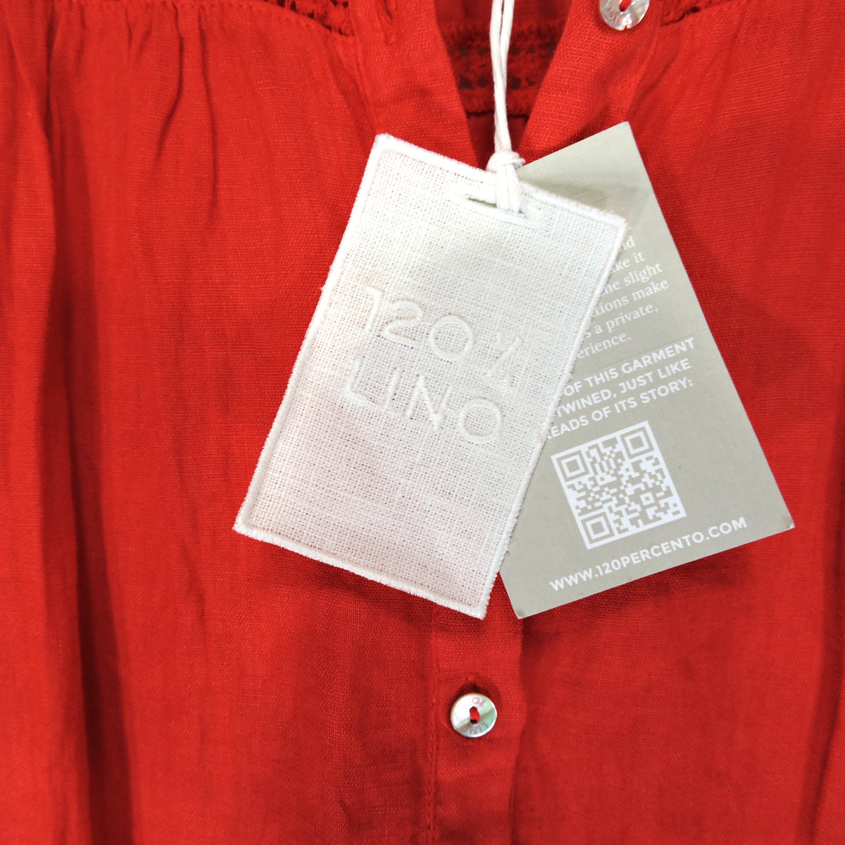 120%LINO 🇮🇹 WOMEN'S RED LINEN FASHION SUMMER DRESS