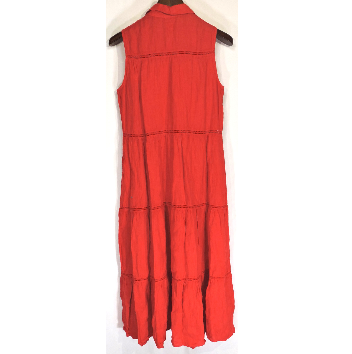 120%LINO 🇮🇹 WOMEN'S RED LINEN FASHION SUMMER DRESS