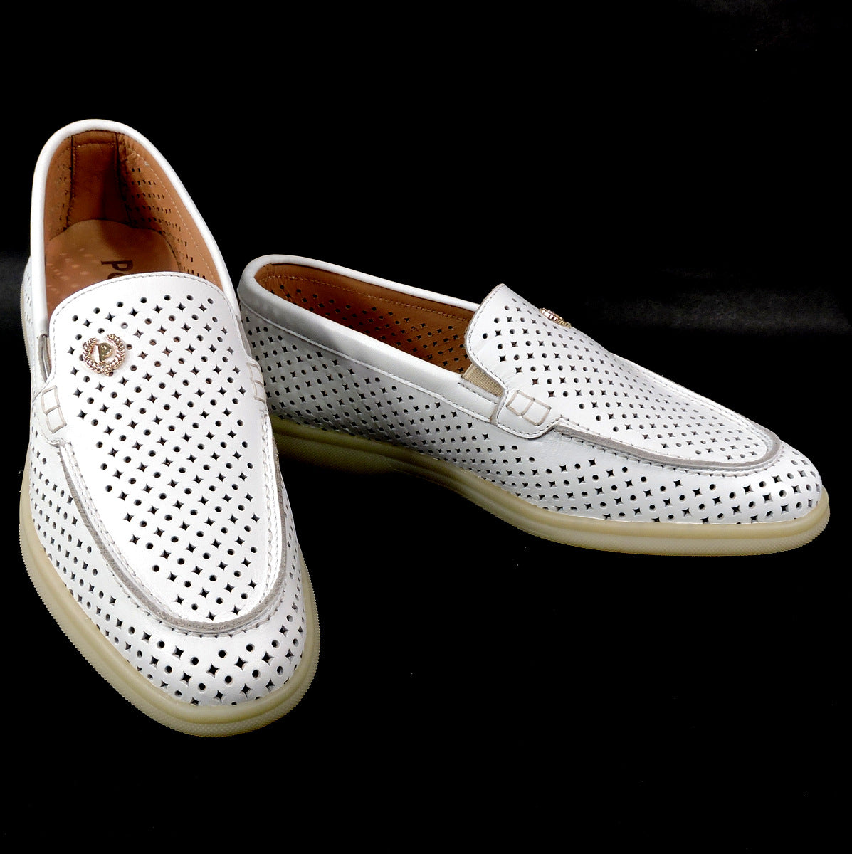 POLLINI 🇮🇹 WOMEN'S WHITE LEATHER COMFORT SUMMER LOAFERS
