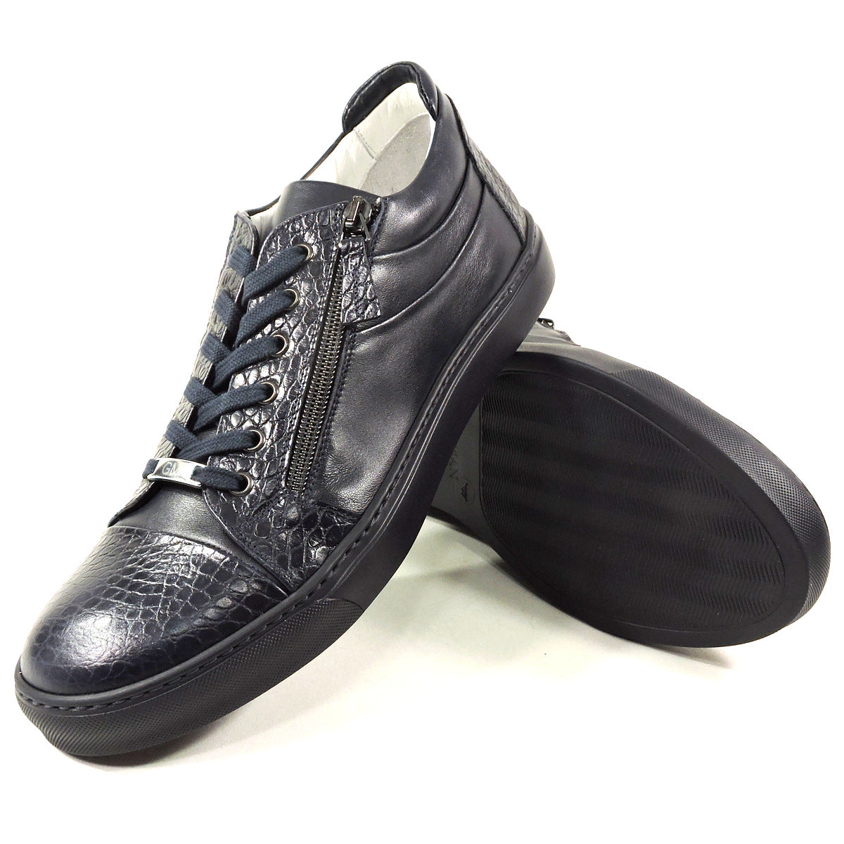 GOOD MAN 🇮🇹 MEN'S NAVY BLUE LEATHER COMFORT FASHION SNEAKERS