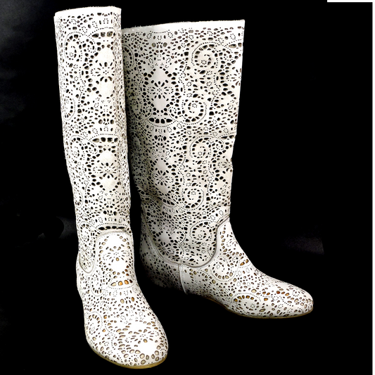 ONAKO' 🇮🇹 WOMEN'S WHITE SOFT LEATHER FASHION SUMMER BOOTS