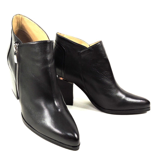 ALESSANDRO DI MARIA 🇮🇹 WOMEN'S BLACK LEATHER ANKLE SPRING BOOTIE