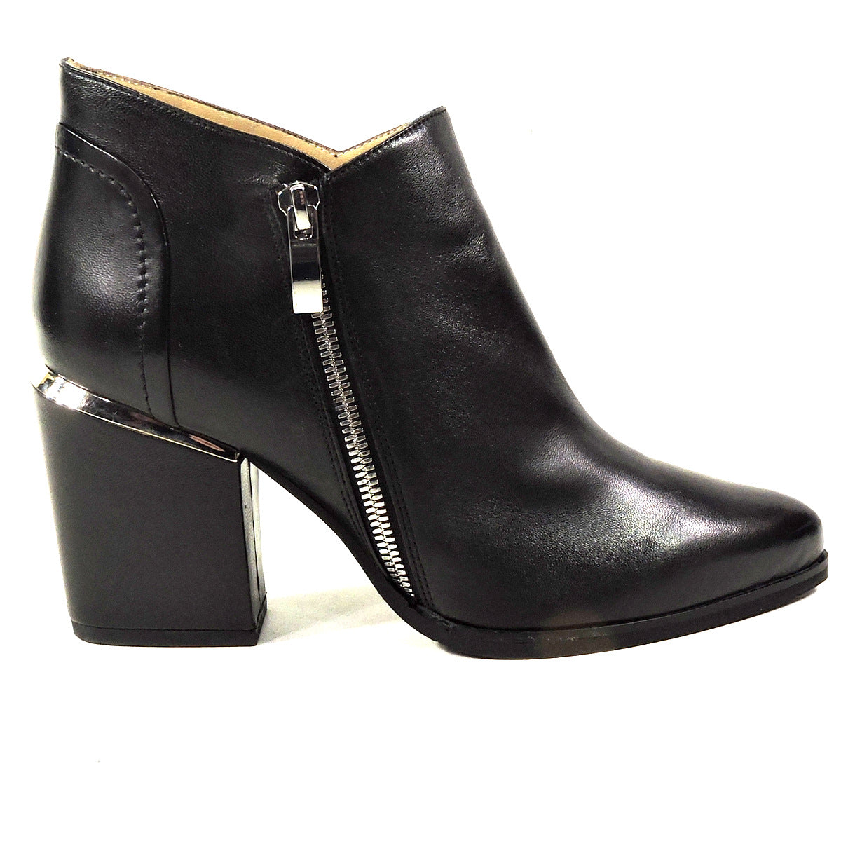 ALESSANDRO DI MARIA 🇮🇹 WOMEN'S BLACK LEATHER ANKLE SPRING BOOTIE