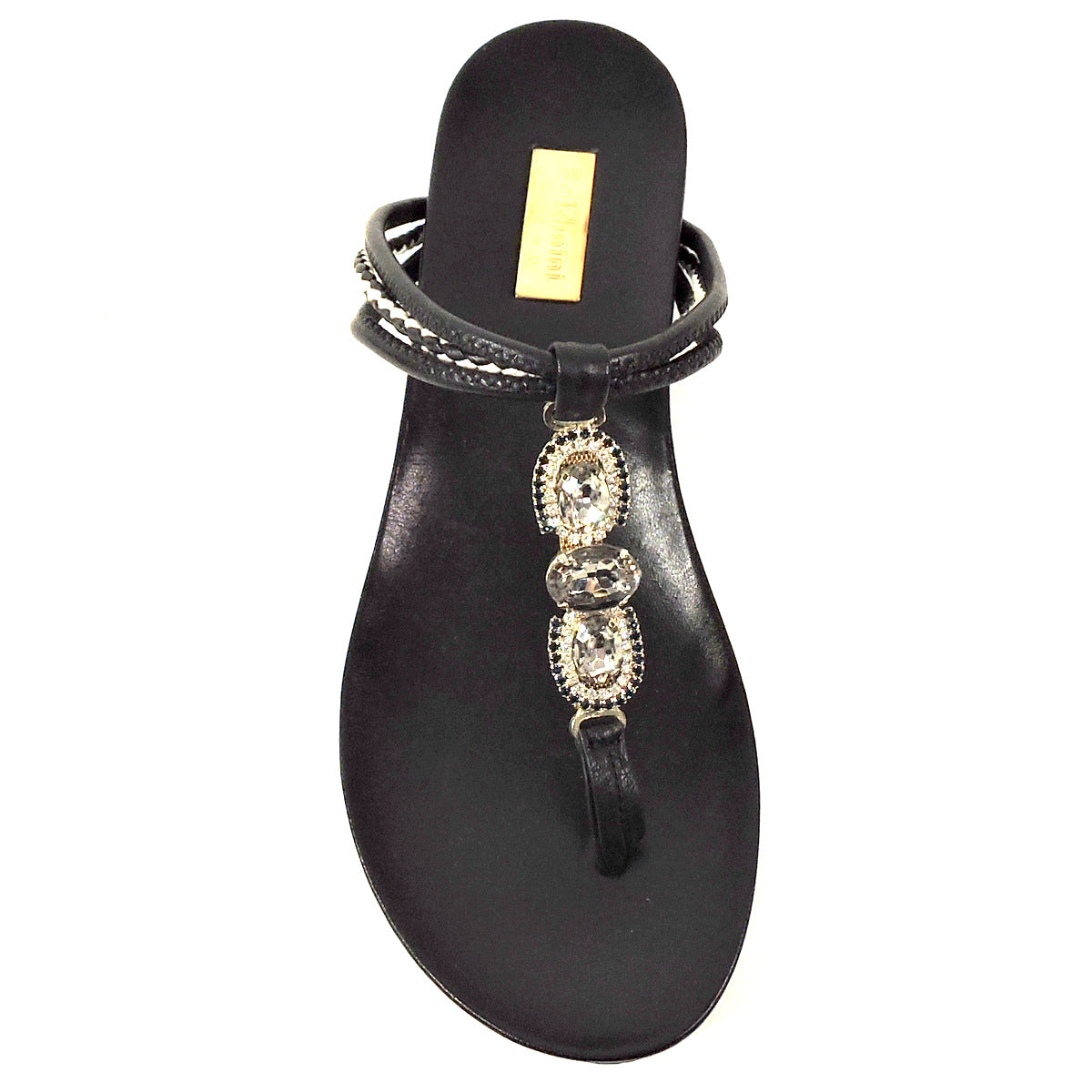 BALDININI 🇮🇹 WOMEN'S BLACK LEATHER FLAT SUMMER SANDALS