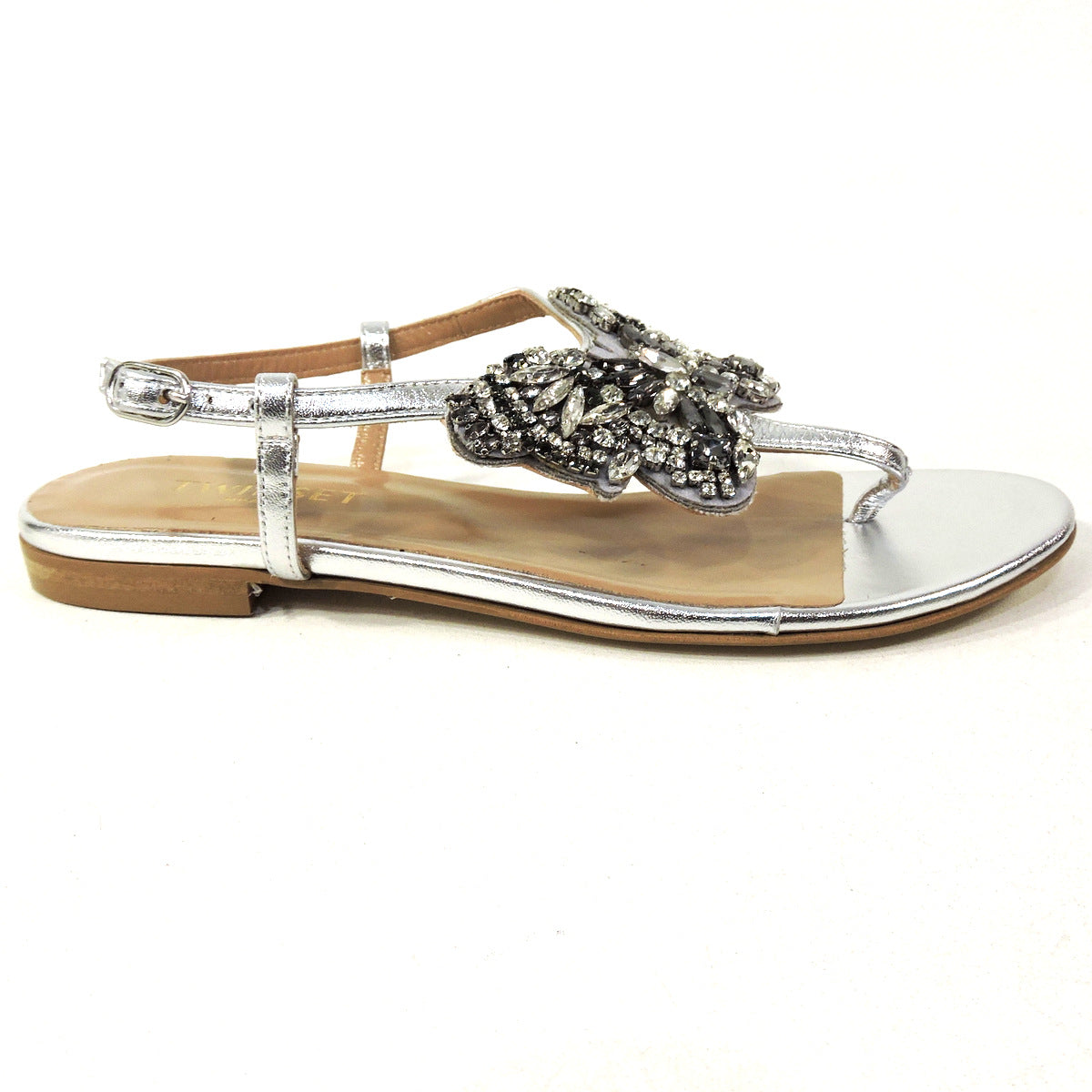 Crystal Back Zipper Casual Flat Comfortable Sandals