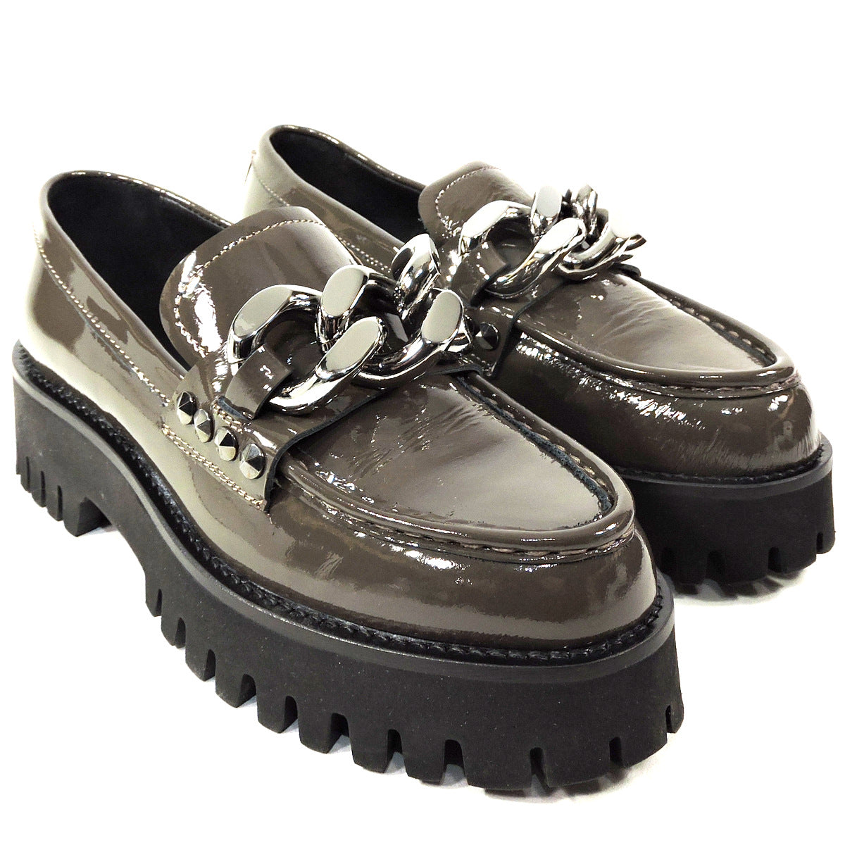 CASADEI 🇮🇹 WOMEN'S BROWN PATENT LEATHER COMFORT SPRING LOAFERS