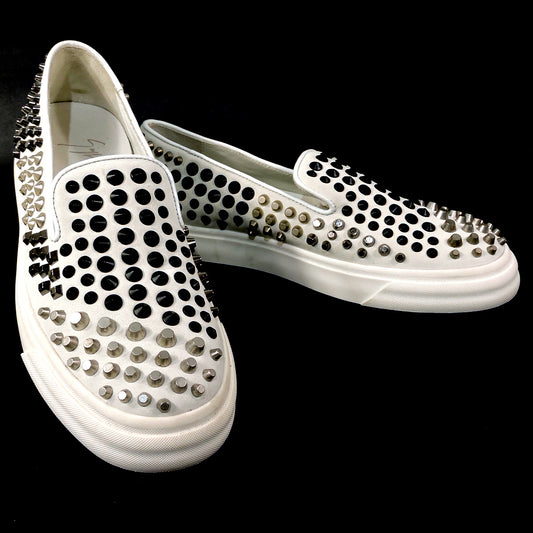 GIUSEPPE ZANOTTI 🇮🇹 WOMEN'S COMFORT WHITE LEATHER FASHION FLAT LOAFERS