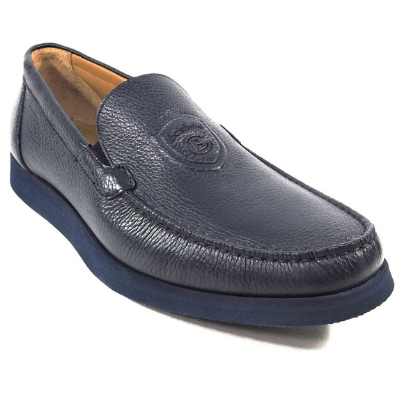 BALDININI MEN S BLUE LEATHER FLAT COMFORT LOAFERS Euro