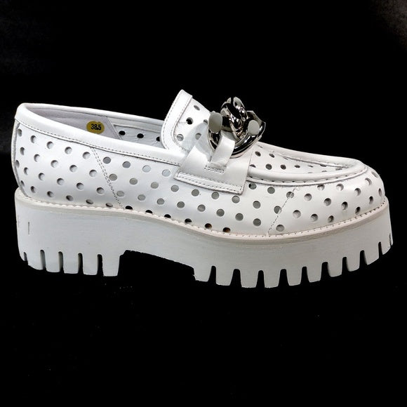 CASADEI 🇮🇹 WOMEN'S WHITE LEATHER COMFORT SUMMER LOAFERS BOUTIQUE
