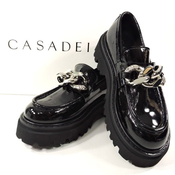 CASADEI 🇮🇹 WOMEN'S BLACK PATENT LEATHER COMFORT LOAFERS