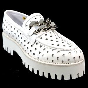 CASADEI 🇮🇹 WOMEN'S WHITE LEATHER COMFORT SUMMER LOAFERS BOUTIQUE